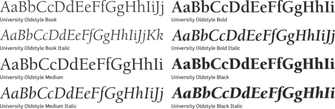 University Oldstyle Font Preview