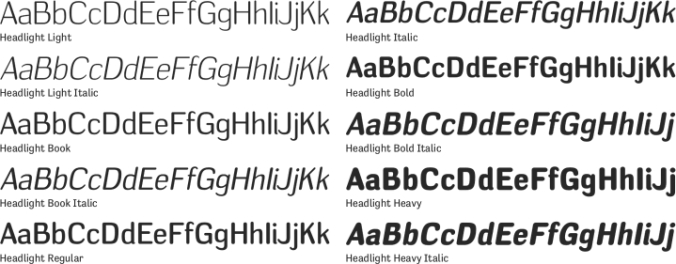 Headlight Font Preview