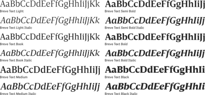 Breve Text Font Preview