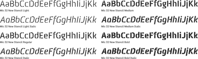 Mic 32 New Stencil Font Preview
