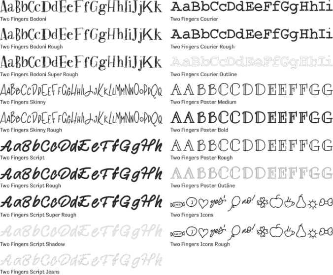 Two Fingers Font Preview