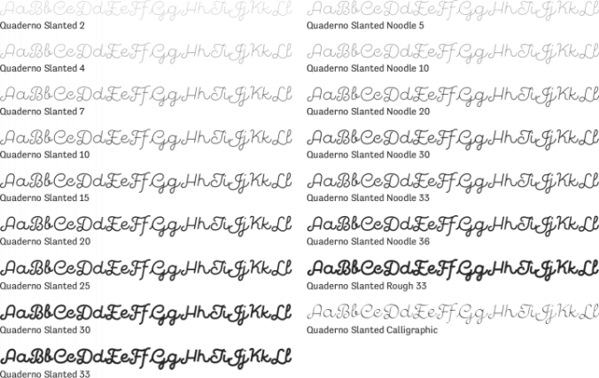 Quaderno Slanted Font Preview