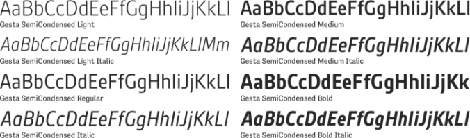 Gesta SemiCondensed Font Preview