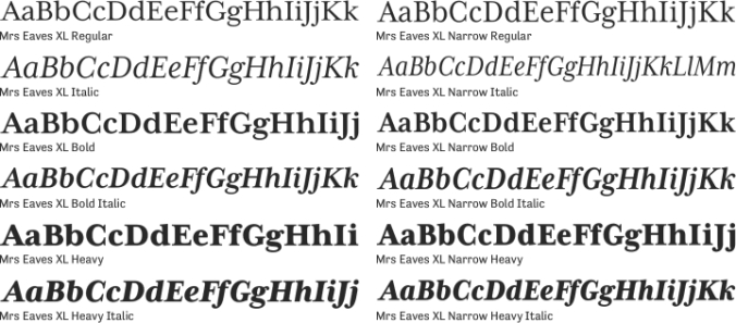 Mrs Eaves XL Font Preview
