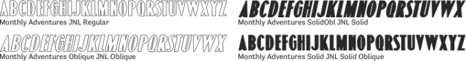 Monthly Adventures JNL Font Preview