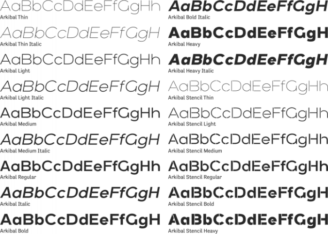 Arkibal Font Preview