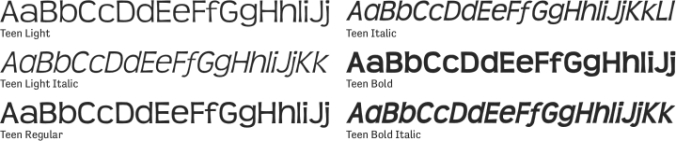 Teen Font Preview