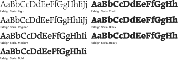Raleigh Serial Font Preview
