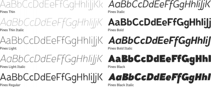 Pines Font Preview