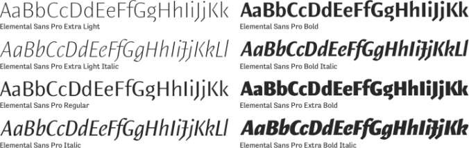 Elemental Sans Pro Font Preview