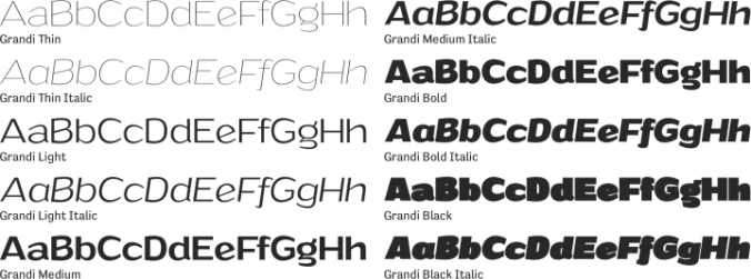 Grandi Font Preview