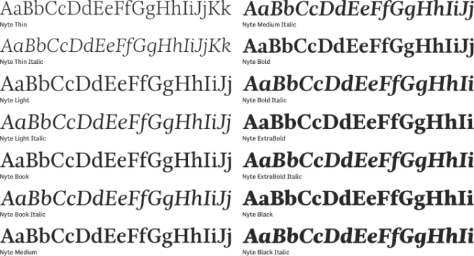 Nyte Font Preview