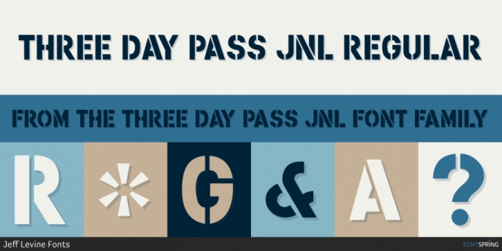 Three Day Pass JNL font preview