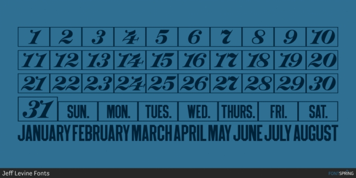 Monthly Calendar JNL font preview