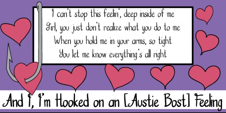 Austie Bost Hooked on a Feeling font preview