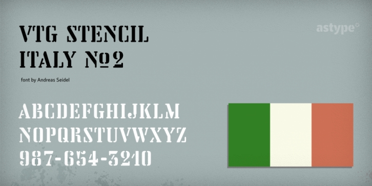 Vtg Stencil Italy No.2 font preview