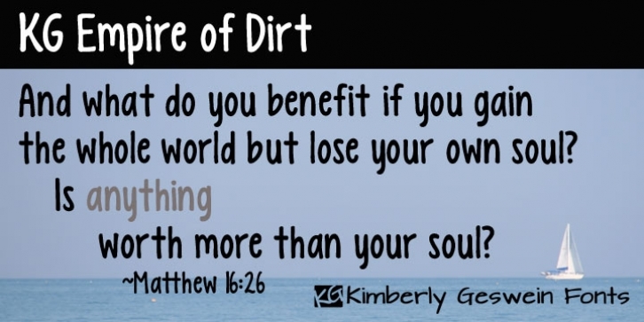 KG Empire of Dirt font preview