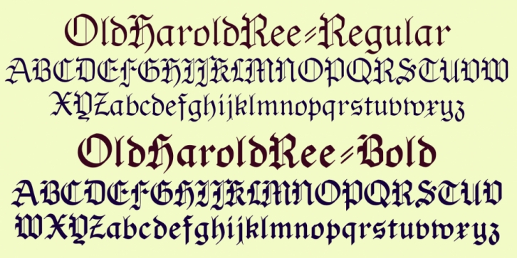 OldHaroldRee font preview