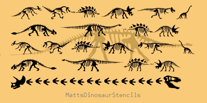 Matt's Dinosaur Stencils font preview