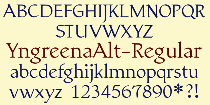 YngreenaAlt font preview