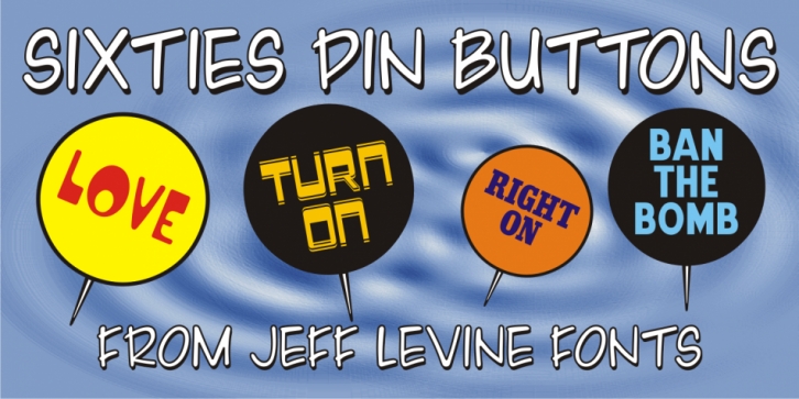 Sixties Pin Buttons JNL font preview