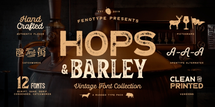 Hops And Barley font preview