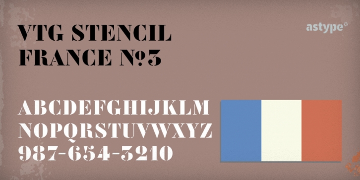 Vtg Stencil France No.3 font preview