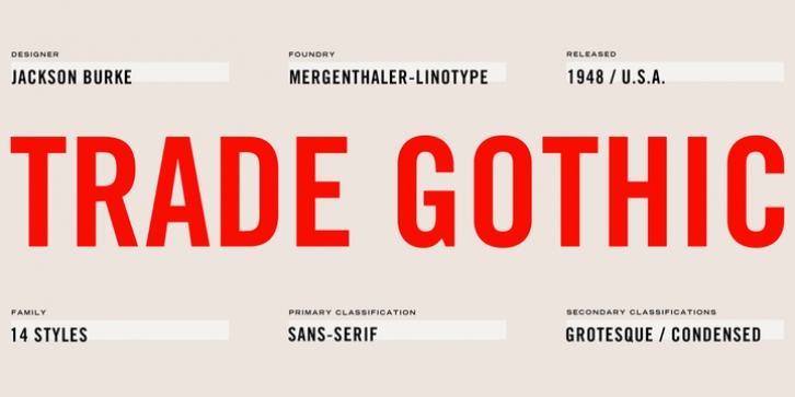 Trade Gothic font preview