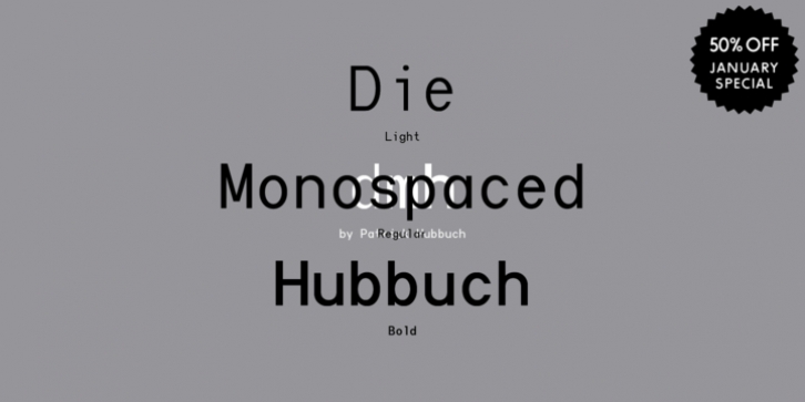 Die Monospaced Hubbuch font preview