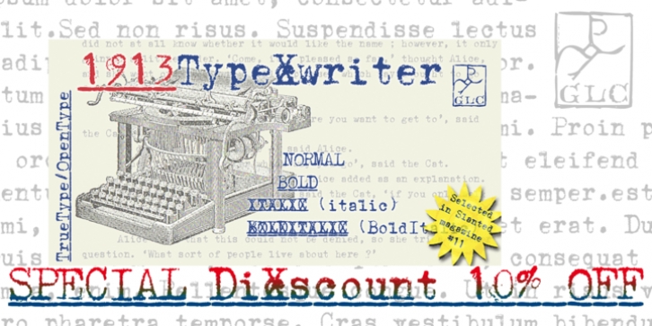 1913 Typewriter font preview