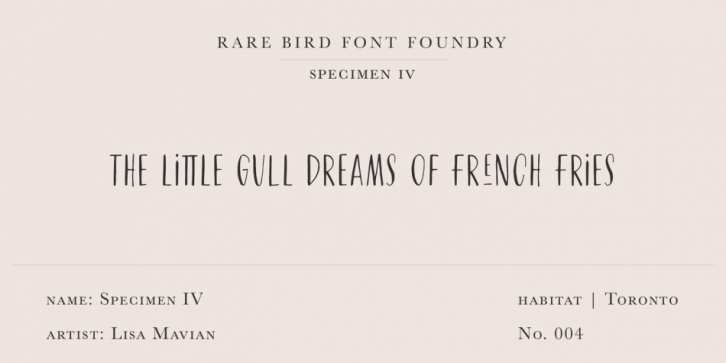 Rare Bird Specimen IV font preview