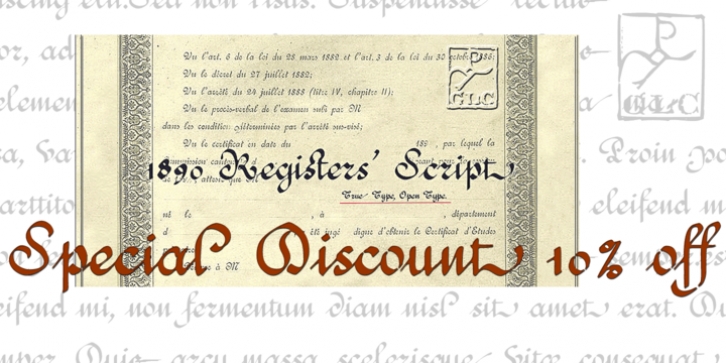 1890 Registers Script font preview