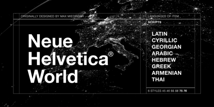 Neue Helvetica World font preview
