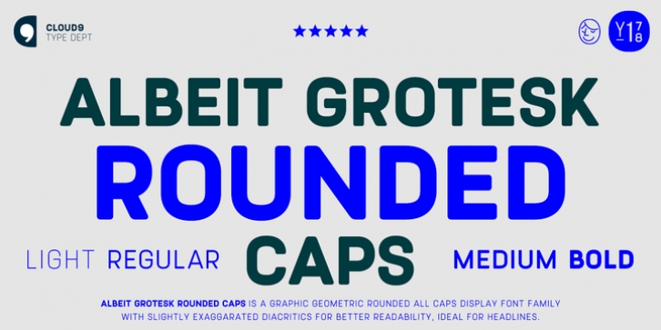 Albeit Grotesk Rounded Caps font preview