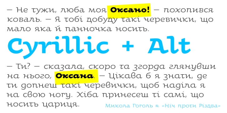 Oksana Cyrillic font preview
