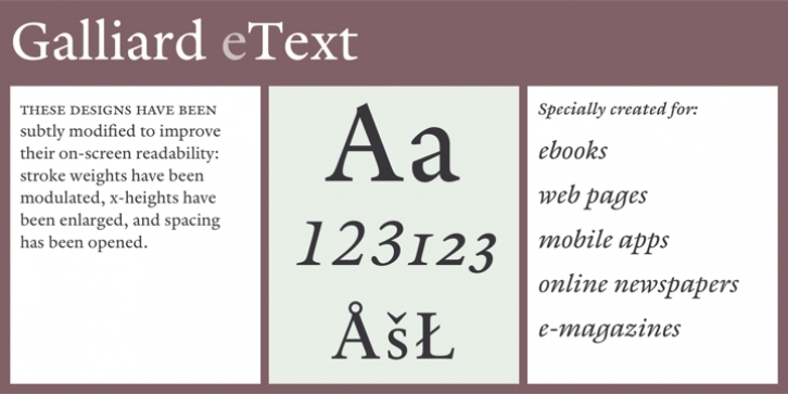ITC Galliard eText font preview