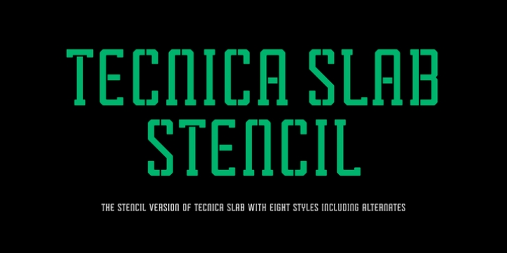 Tecnica Slab Stencil font preview
