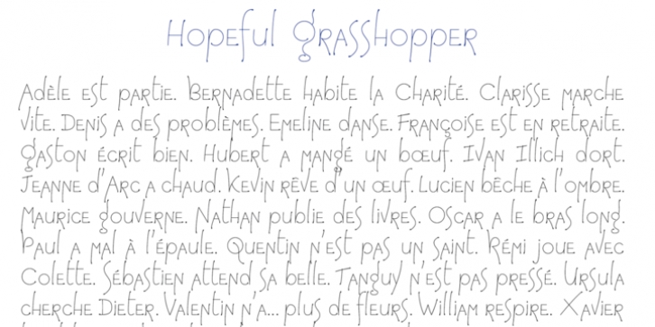 HopefulGrasshopper font preview