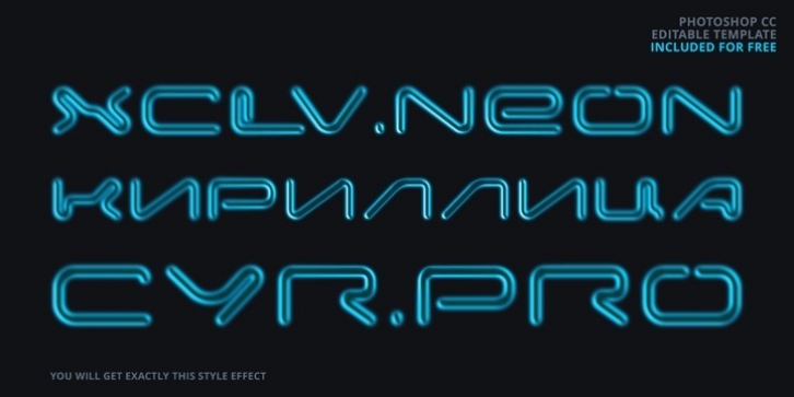 XCLV.NEON Pro Cyrillic font preview