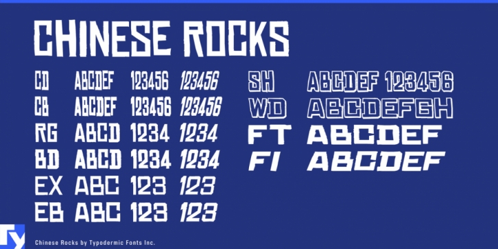 Chinese Rocks font preview