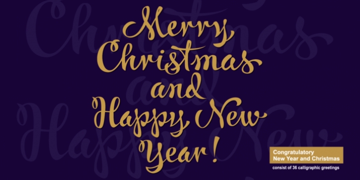 Congratulatory New Year And Christmas font preview