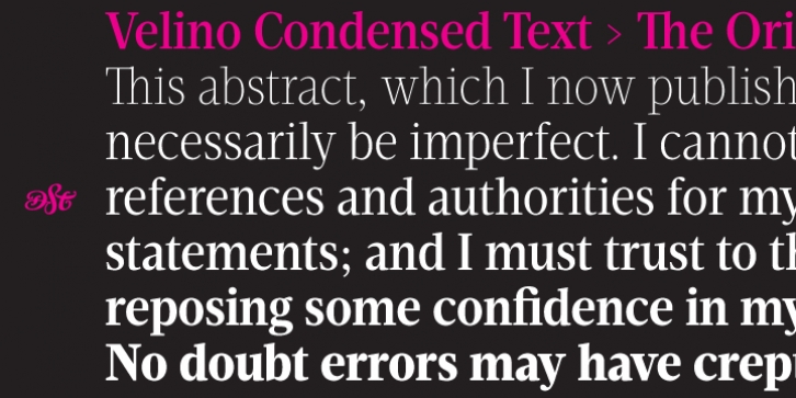 Velino Condensed Text font preview