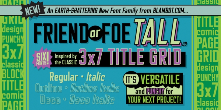 Friend Or Foe Tall BB font preview