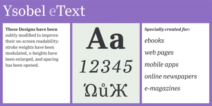 Ysobel eText font preview