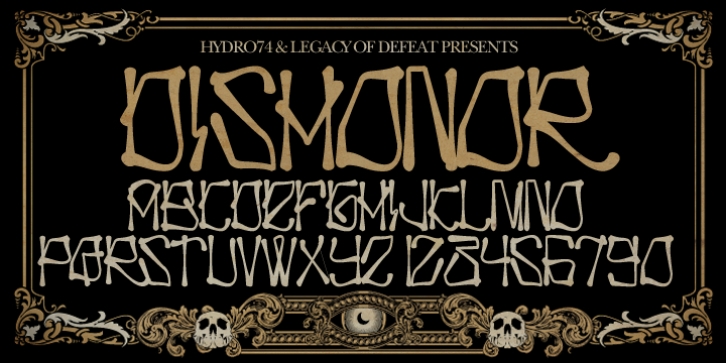 H74 Dishonor font preview