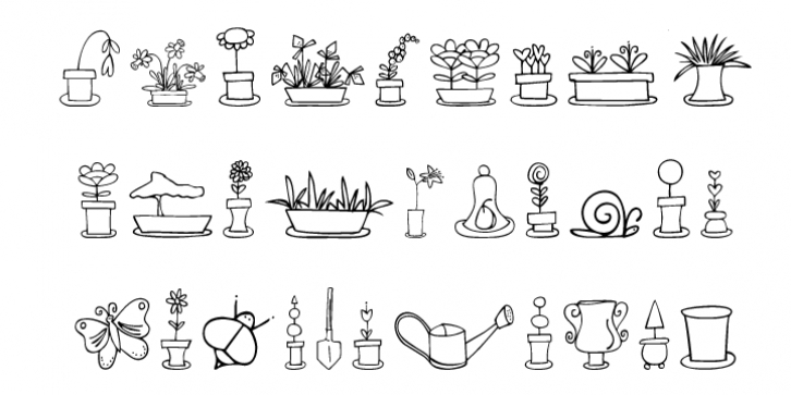 Just Flower Pots font preview