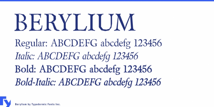 Berylium font preview