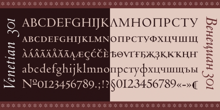 Venetian 301 font preview
