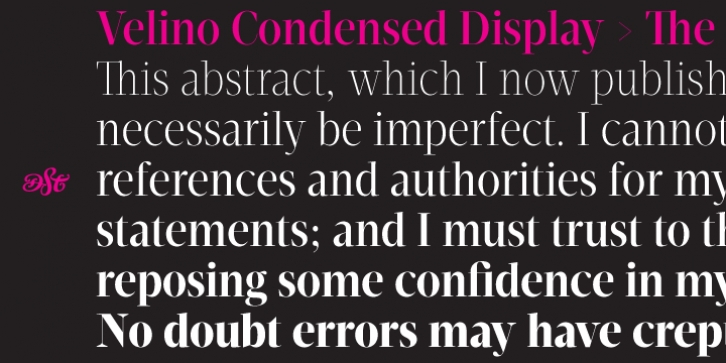 Velino Condensed Display font preview