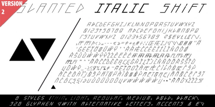 Slanted ITALIC Shift font preview